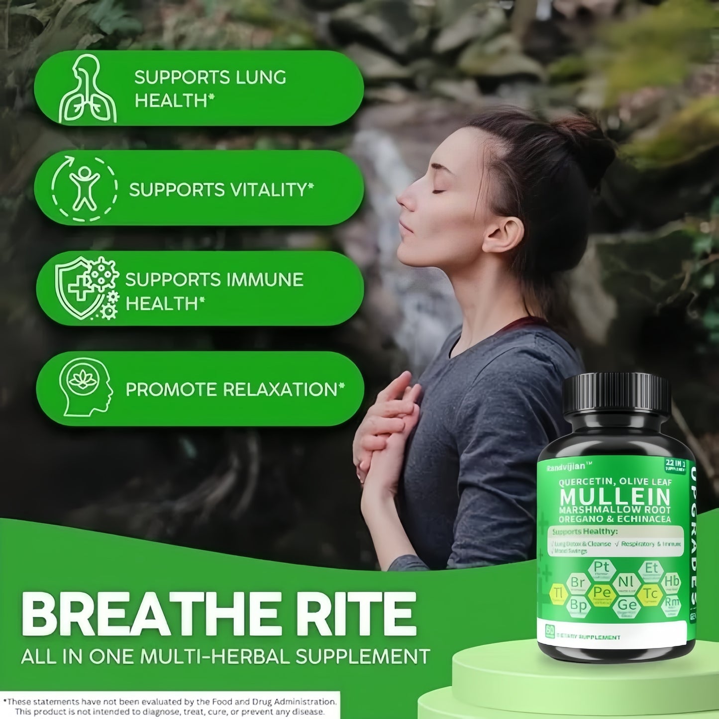 Upgraded Model Generation 2-Lung Supplement With Mullein Leaf, Vitamin C&D3, Selenium, Zinc, Quercetin & Bromelain, Lung Health Formula Herbal For Respiratory, Breathing & Bronchial Health