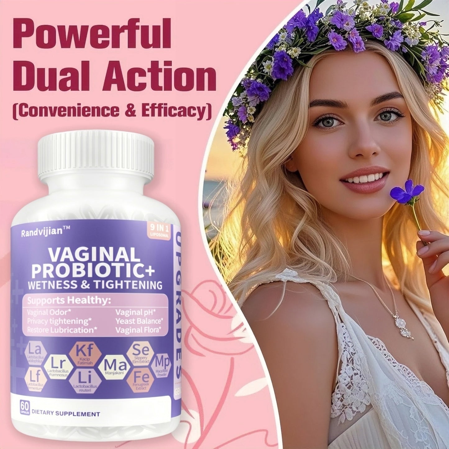 Upgraded Model Generation 2- Advanced Feminine Care - Comfort, with Kacip Fatimah, Fenugreek, Slippery Elm Bark, Manjakani, and Maca Root5B CFU with Prebiotics and Cranberry Extract | pH Balance, Odor Control, Yeast Balance, & Feminine Health