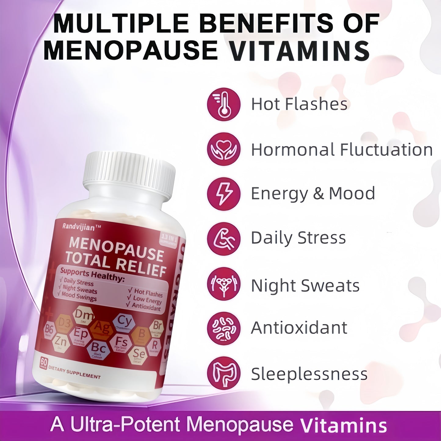 Upgraded Model Generation 2-Menopause Relief, Natural Formula with DIM, Chasteberry, Black Cohosh, Flax Seed &Primrose for Hormone Balance, Hot Flashes, Night Sweats, Mood Swings