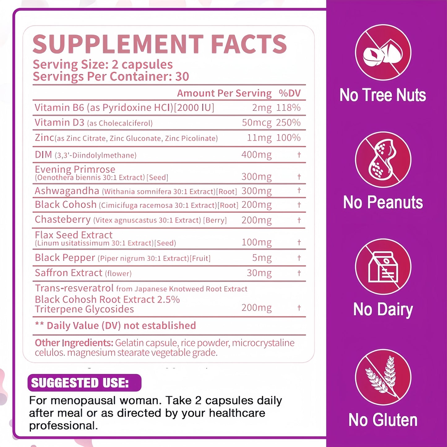 Upgraded Model Generation 2-Menopause Relief, Natural Formula with DIM, Chasteberry, Black Cohosh, Flax Seed &Primrose for Hormone Balance, Hot Flashes, Night Sweats, Mood Swings