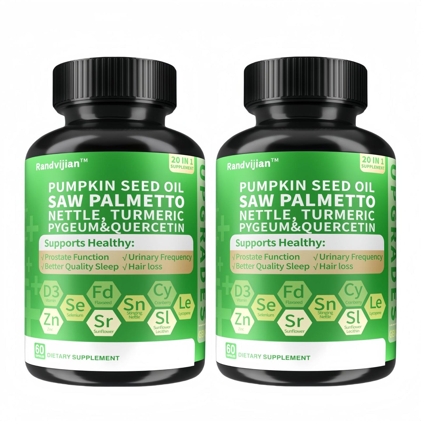 Upgraded Model Generation 2-Saw Palmetto Supplement For Men - Prostata And Urinaryy Health Care - 33060 Mg, 60 Capsules - Saw Palmetto Supplement Plus Pumpkin Seed, Pygeum, Turmeric, Quercetin And Sunflower Lecithin