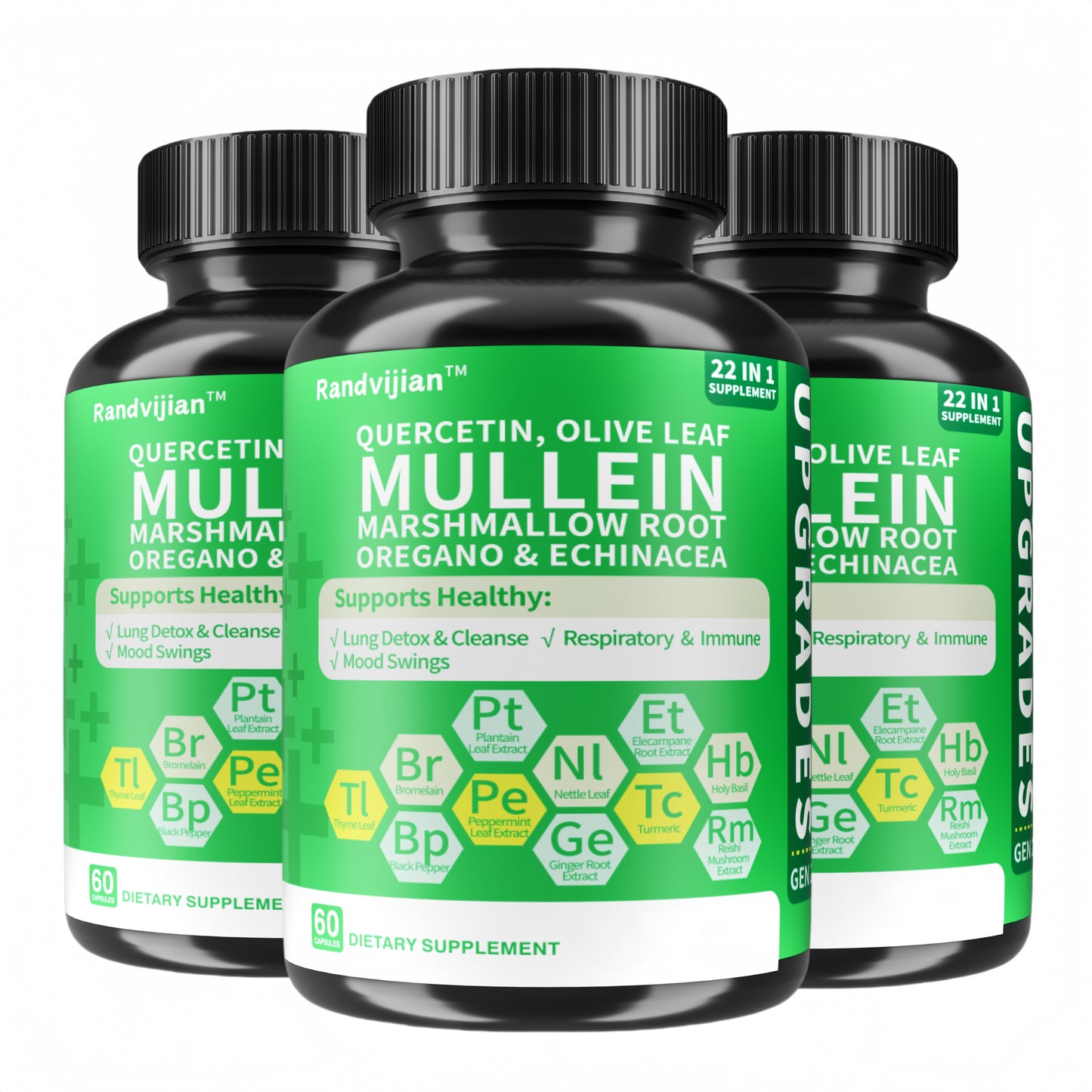 Upgraded Model Generation 2-Lung Supplement With Mullein Leaf, Vitamin C&D3, Selenium, Zinc, Quercetin & Bromelain, Lung Health Formula Herbal For Respiratory, Breathing & Bronchial Health