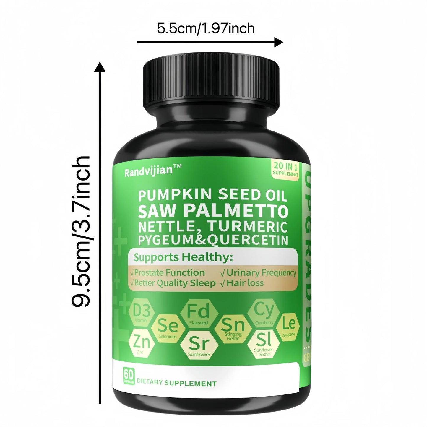 Upgraded Model Generation 2-Saw Palmetto Supplement For Men - Prostata And Urinaryy Health Care - 33060 Mg, 60 Capsules - Saw Palmetto Supplement Plus Pumpkin Seed, Pygeum, Turmeric, Quercetin And Sunflower Lecithin
