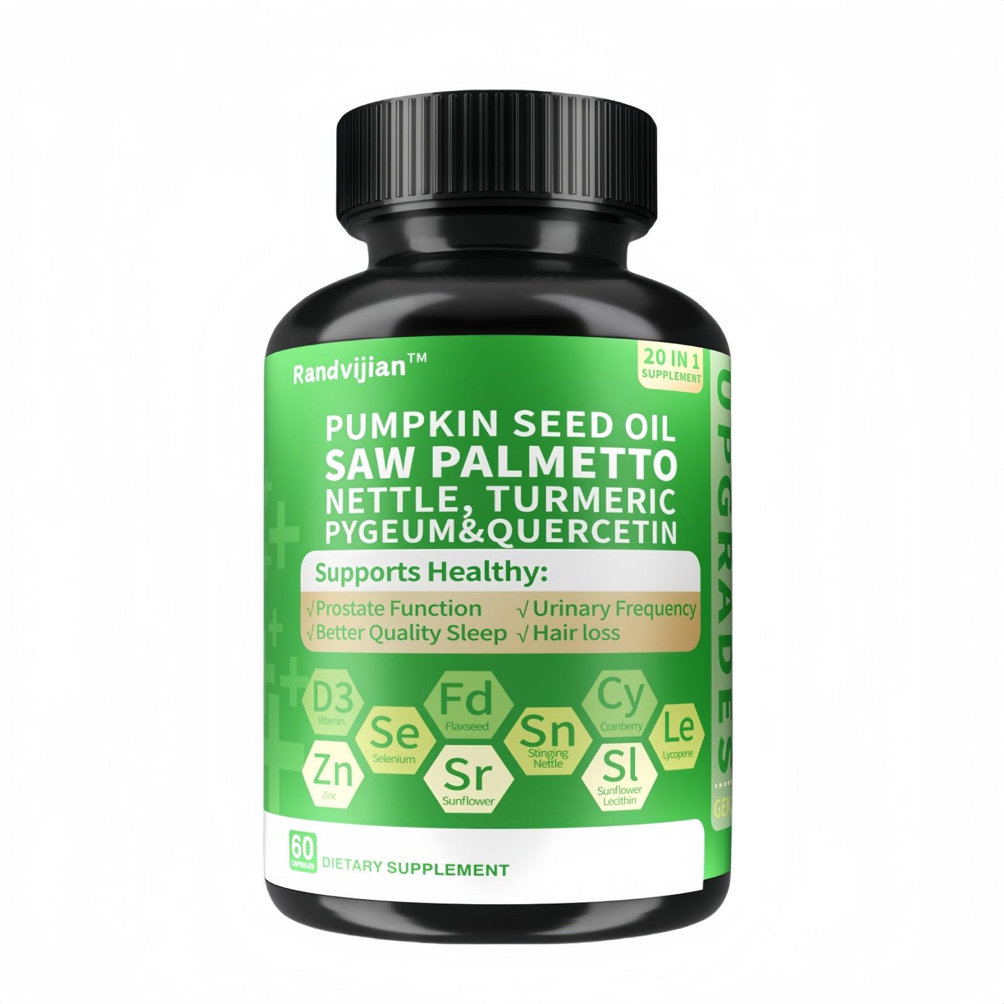 Upgraded Model Generation 2-Saw Palmetto Supplement For Men - Prostata And Urinaryy Health Care - 33060 Mg, 60 Capsules - Saw Palmetto Supplement Plus Pumpkin Seed, Pygeum, Turmeric, Quercetin And Sunflower Lecithin
