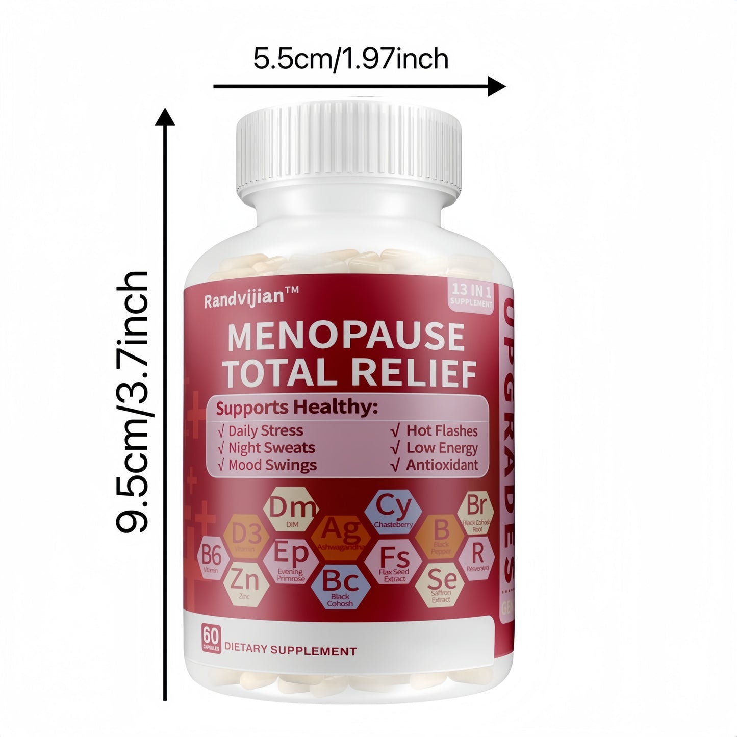 Upgraded Model Generation 2-Menopause Relief, Natural Formula with DIM, Chasteberry, Black Cohosh, Flax Seed &Primrose for Hormone Balance, Hot Flashes, Night Sweats, Mood Swings